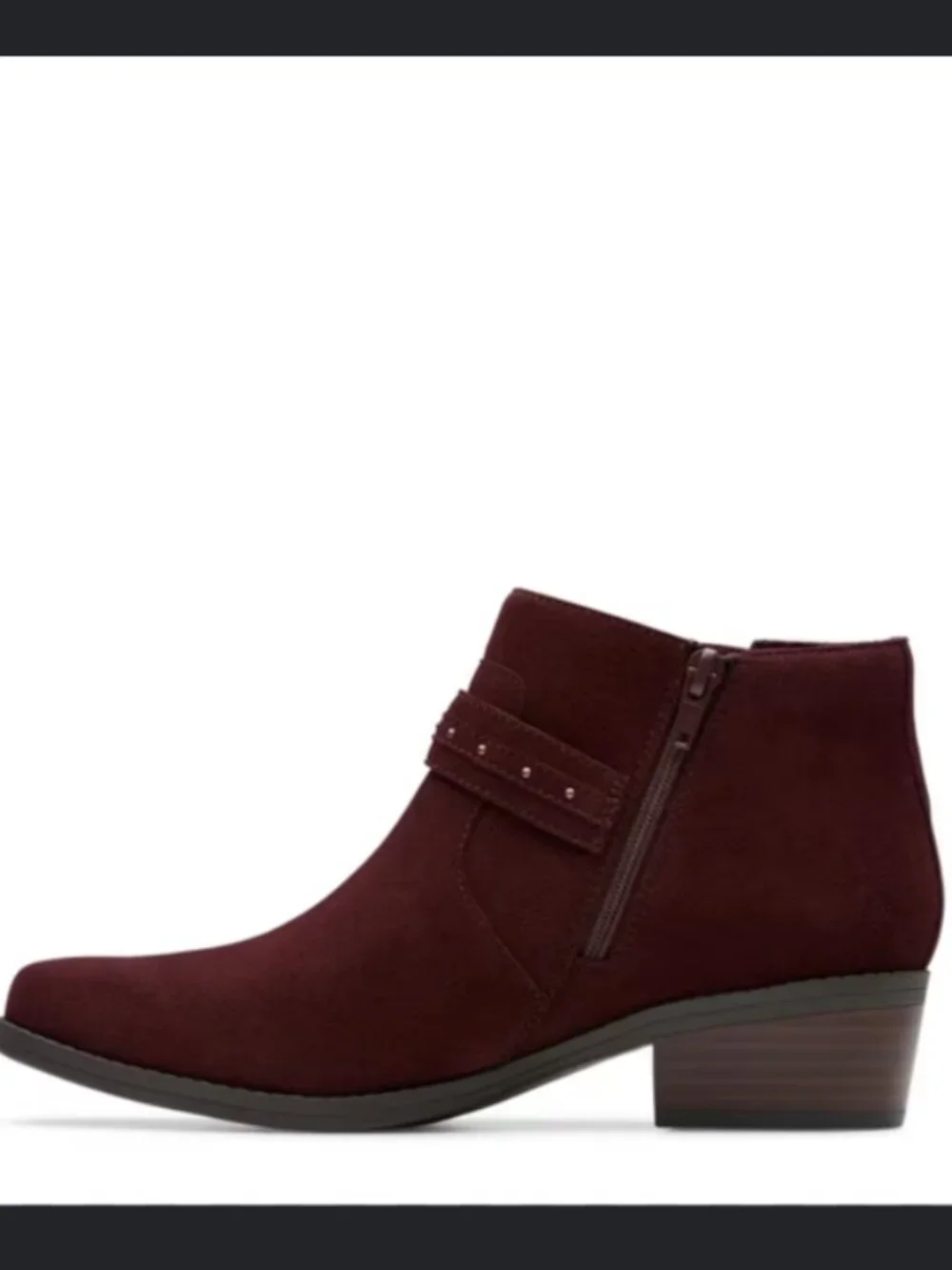 Clarks Danyelle Wish Ankle Booties – Burgundy / Merlot Suede – Size 8 (NWT)